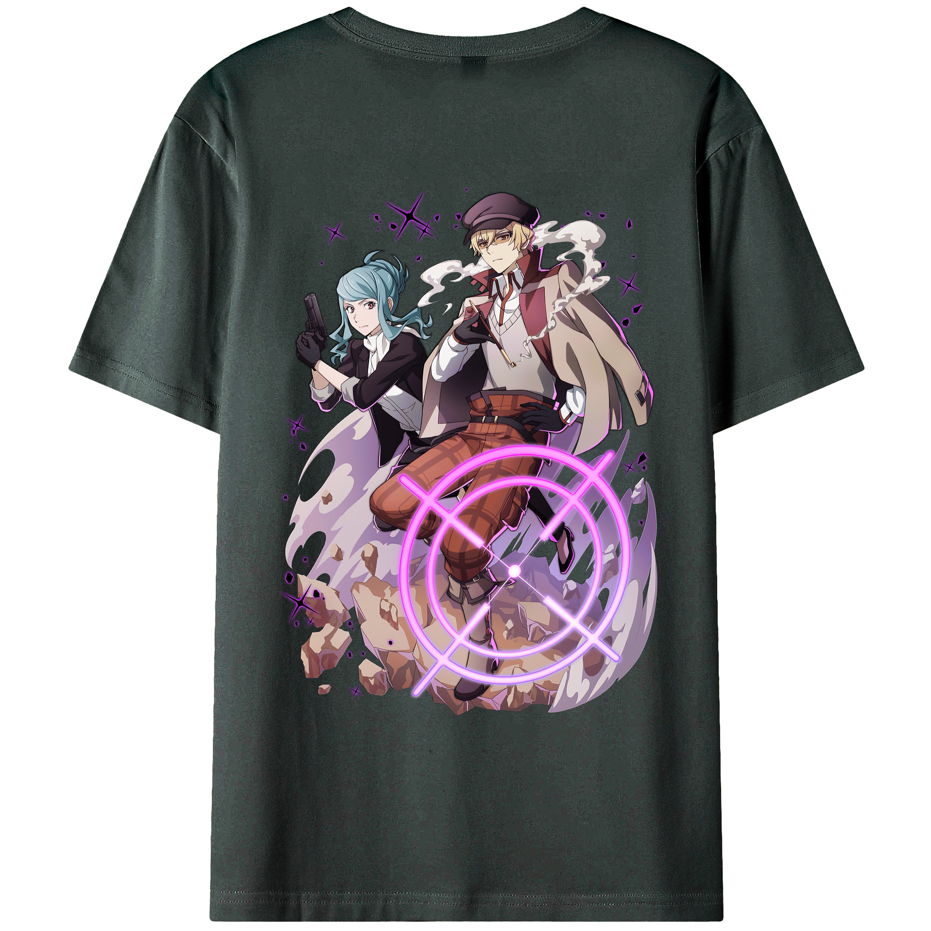（画像用） 文豪ストレイドッグス Bungo Stray Dogs 綿100％ メンズ半袖Tシャツ（バックプリント） 通気性